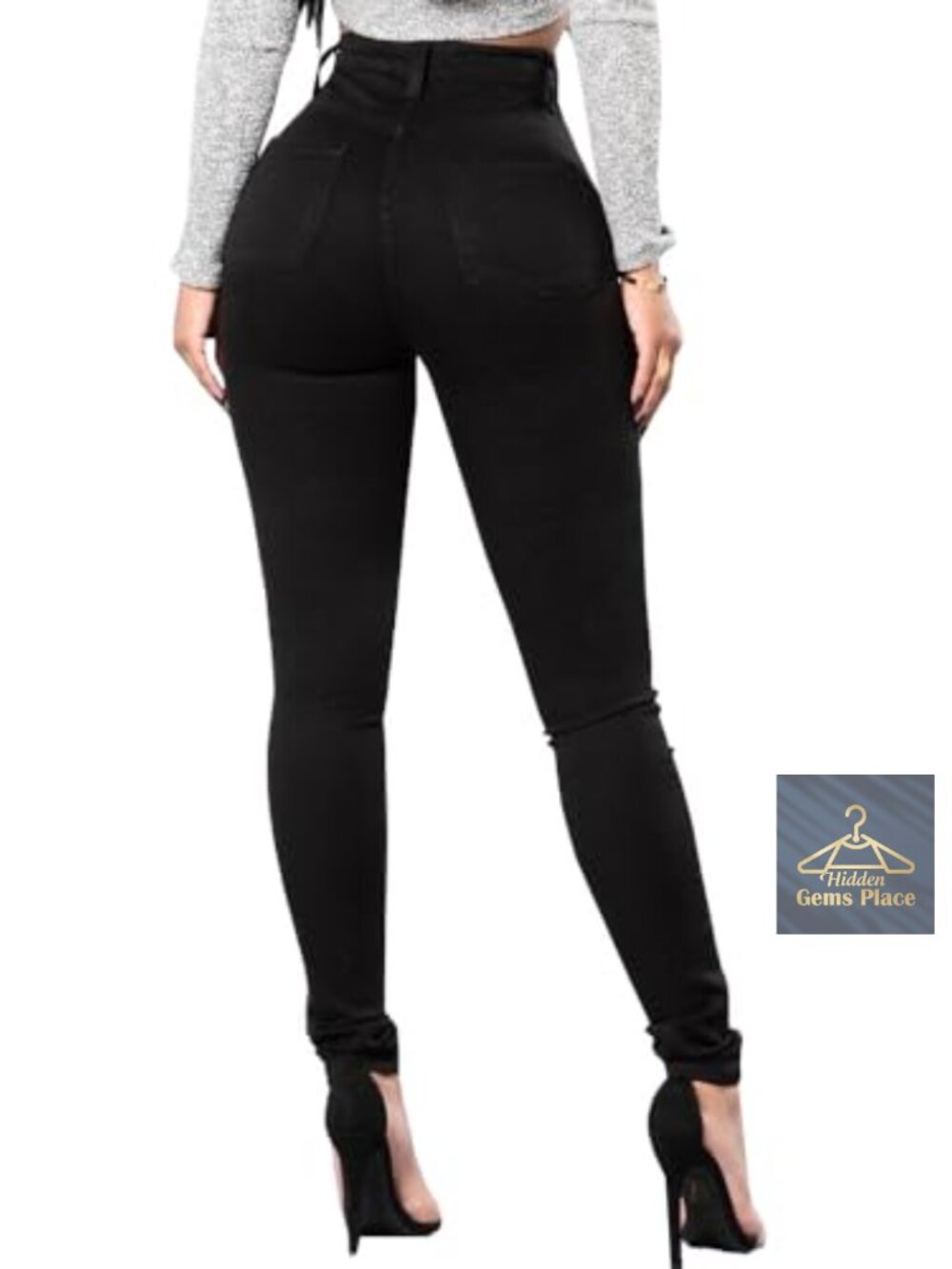 High Waist Skinny Jeans for Women Stretchy Ripped Denim Pants - Picture 2 of 6